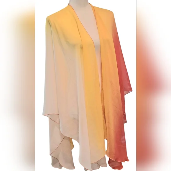 Chico's Sunset Ombre Swim Cover-Up Kimono in Yellow & Orange - Picture 5 of 8